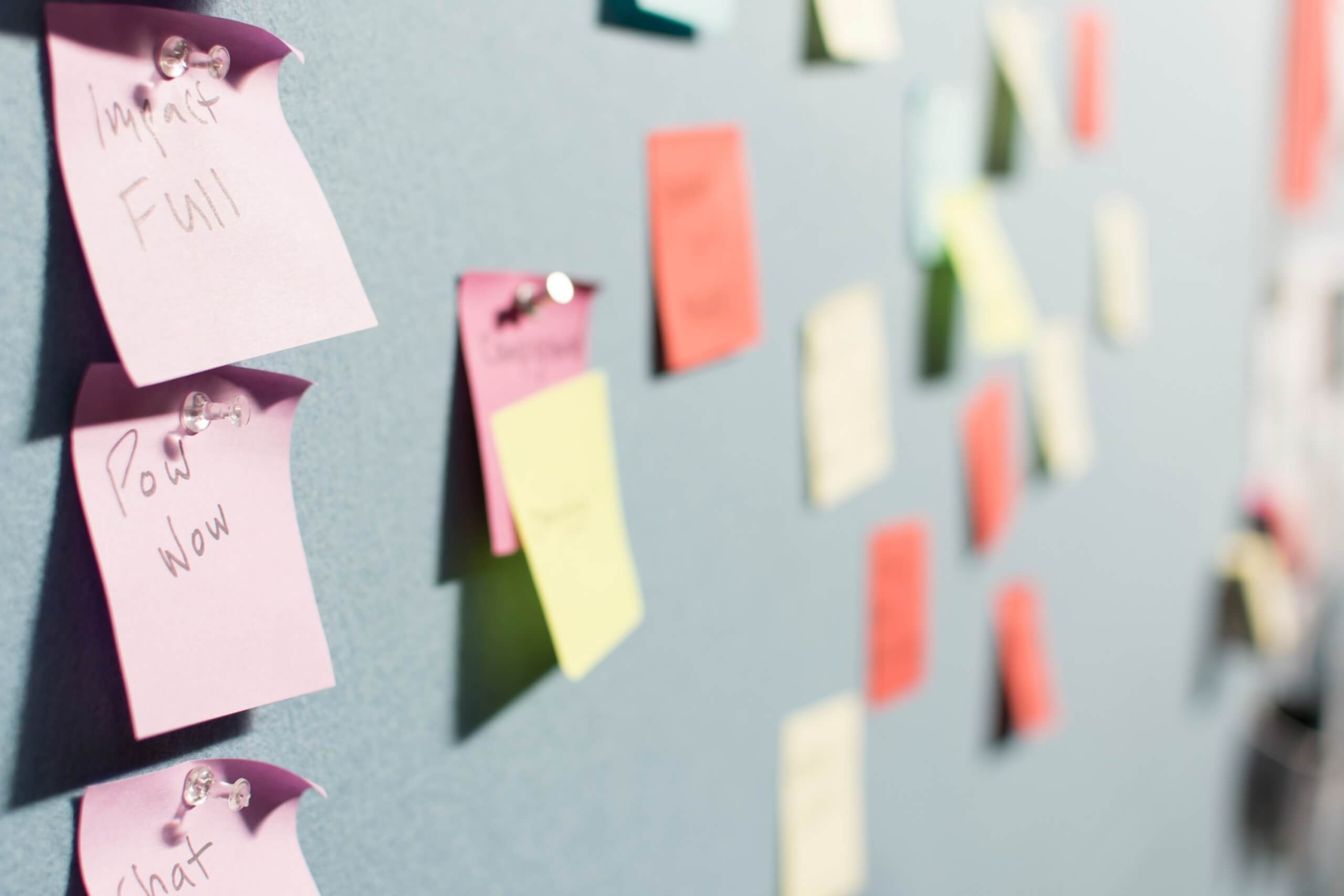 Post it notes on wall
