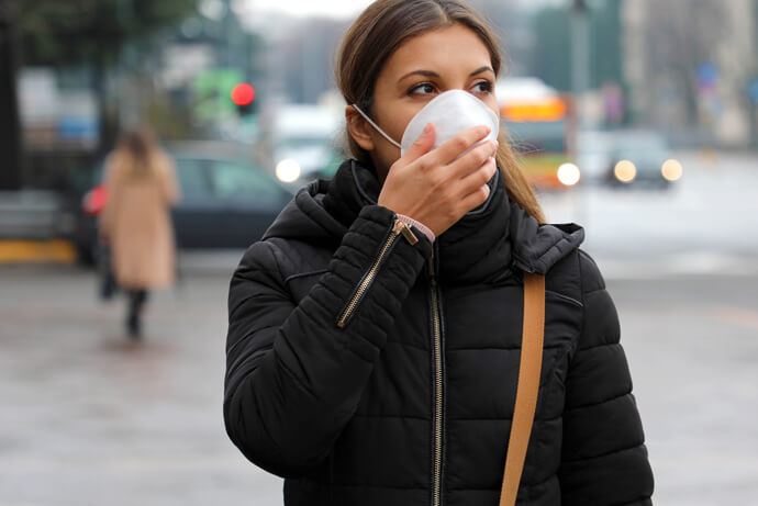 Girl wearing face mask