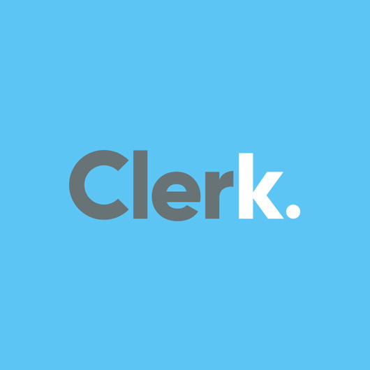 A brand logo of a recruitment firm called Clerk