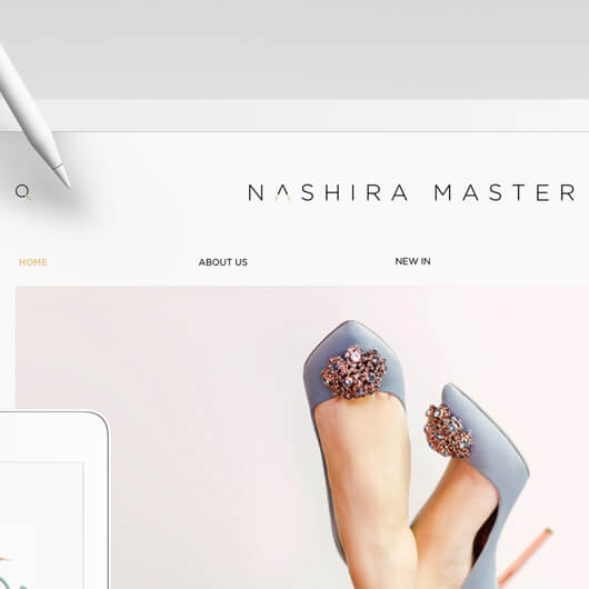 A website design of a brand called Nashira Master